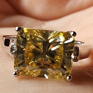 New Certified Yellow Moissanite Ring, Size 5.5